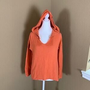 Moth Anthropologie 100% Cotton Hoodie Medium Orange Pullover Lightweight Slouchy
